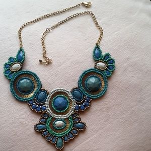 Embroided and bead necklace